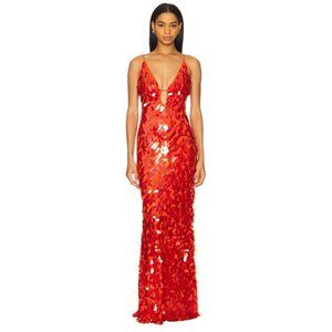 MISHA Sapphire Gown in Red Sequin Medium New Womens Long Maxi Dress
